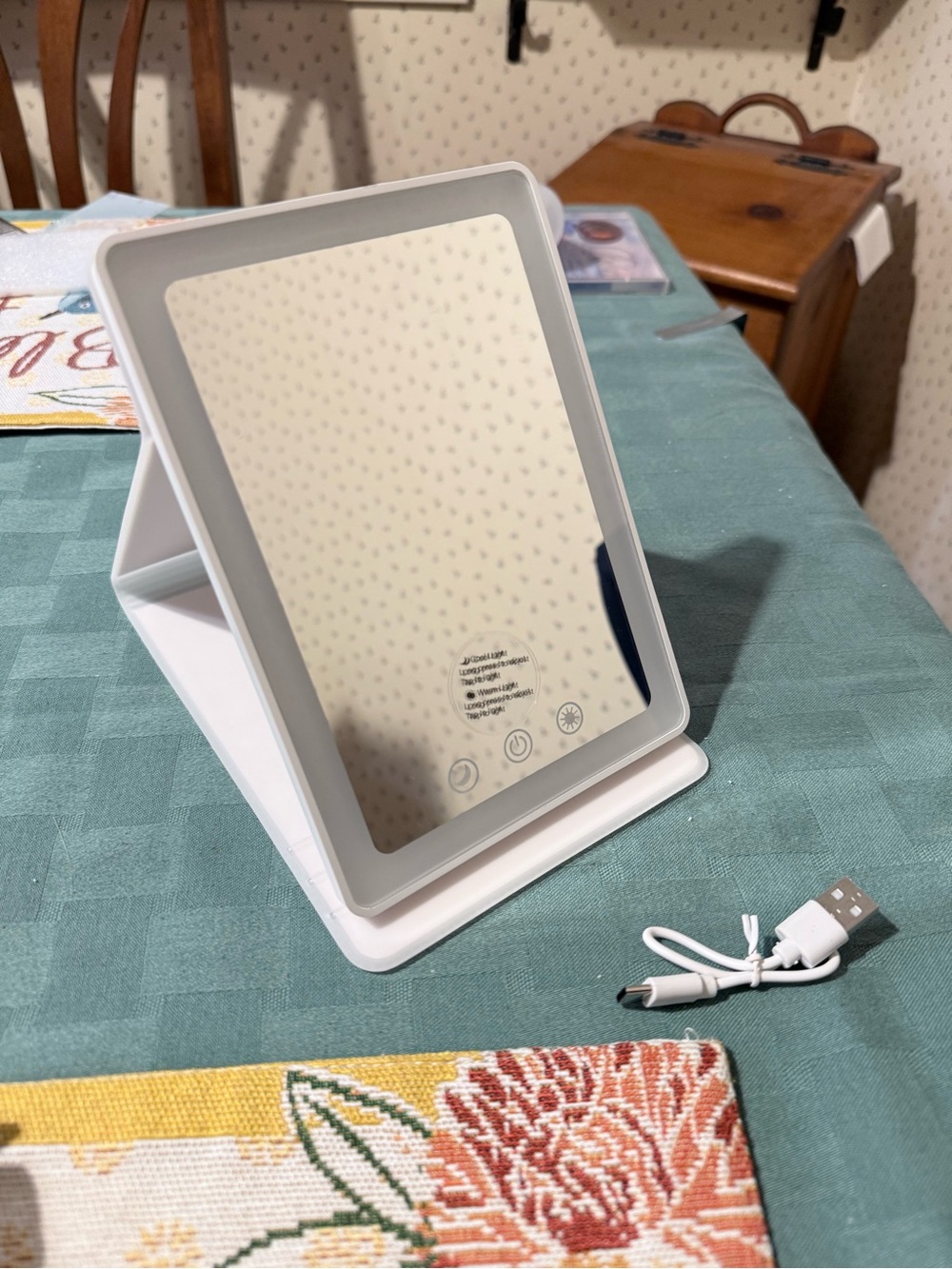 White LED Lighted Makeup Mirror with Adjustable Brightness
